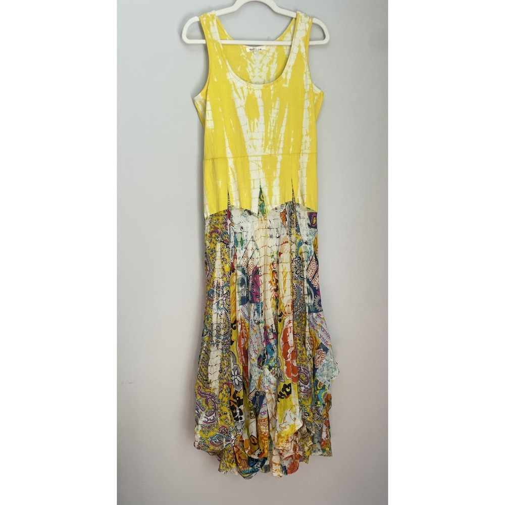 Solitaire Dress L Bohemian Tank Maxi‎ Patchwork Colorful Bustle Festival Tiered - Picture 6 of 16